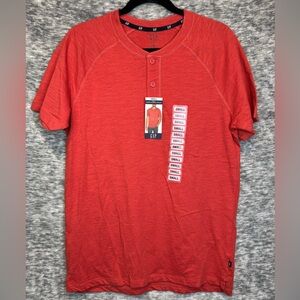 GAP Men's Short Sleeve Henley Shirt Size Small Brick Red Orange T-Shirt NEW